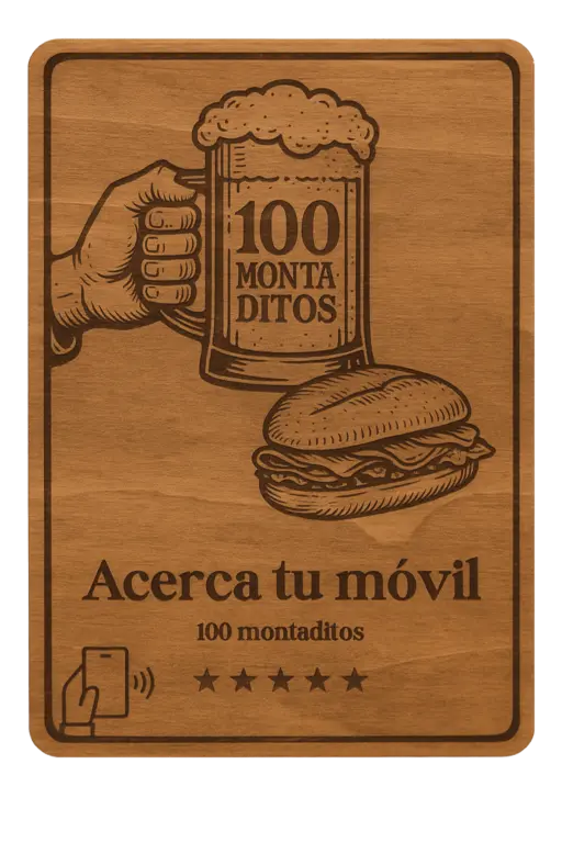 Tarjeta NFC 100 Montaditos - Acerca tu móvil para dejar reseña